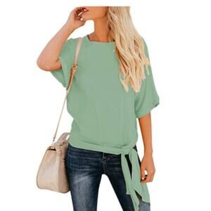 NWOT Women's Casual Knot Tie Summer Blouse